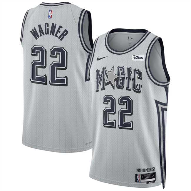 Mens Orlando Magic #22 Franz Wagner Silver 2024-25 City Edition Stitched Jersey Dzhi->orlando magic->NBA Jersey